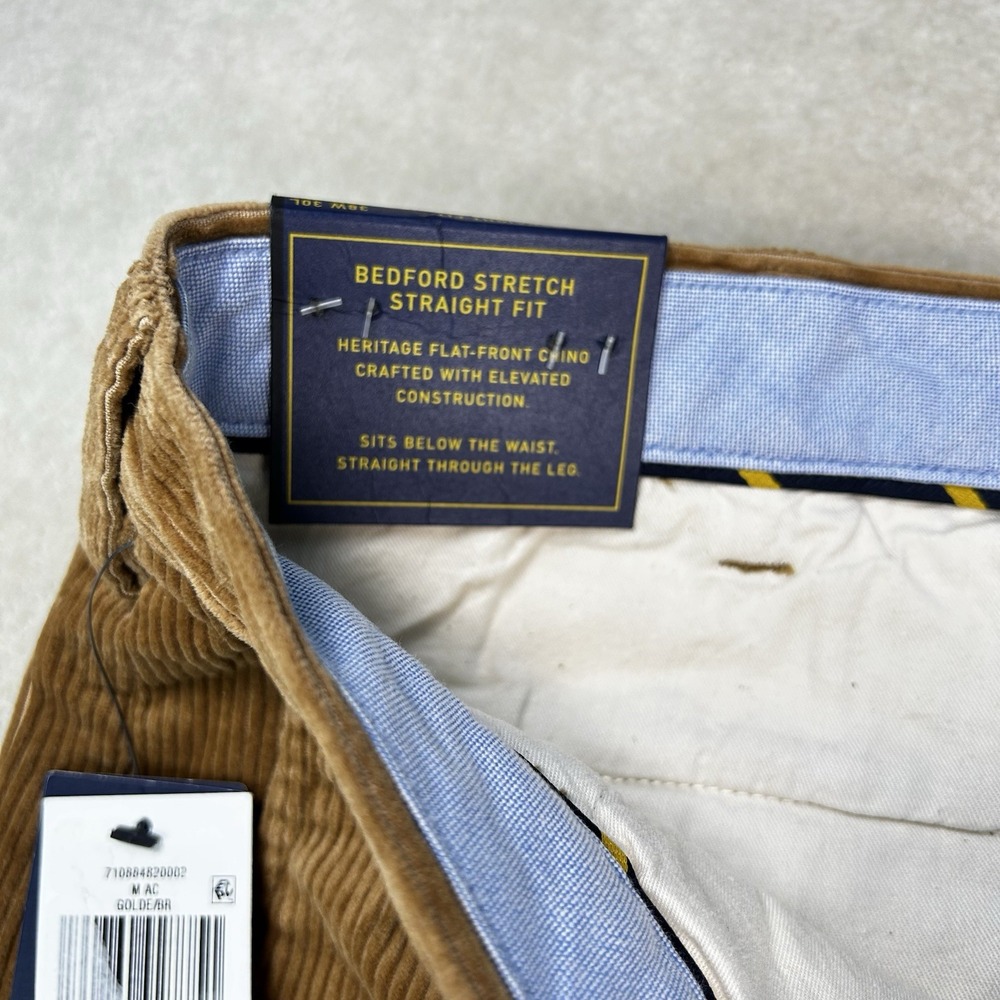 Polo Ralph Lauren Pants Men 38x32 Bedford Straight Fit Heavy Corduroy Brown Gold - Picture 6 of 10